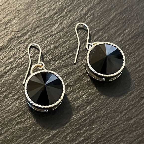 Black Onyx Round Drop Earrings - Picture 5 of 15